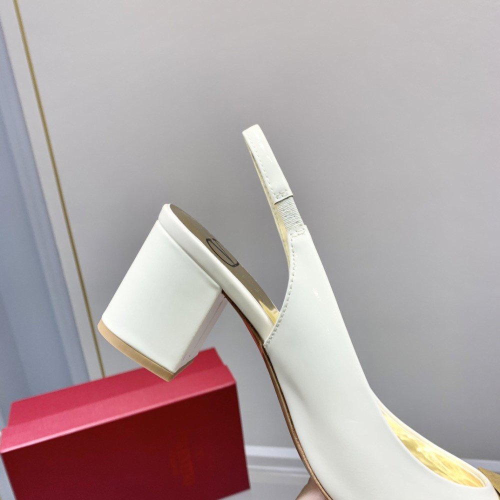 Cheap Reps Valentino One Stud Slingback Pumps 60mm In White Patent Leather