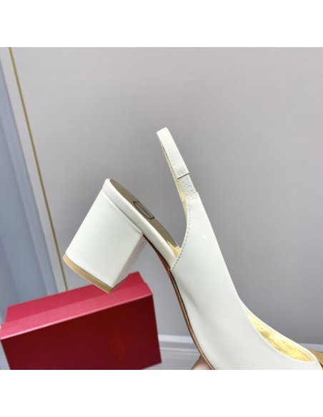Cheap Reps Valentino One Stud Slingback Pumps 60mm In White Patent Leather