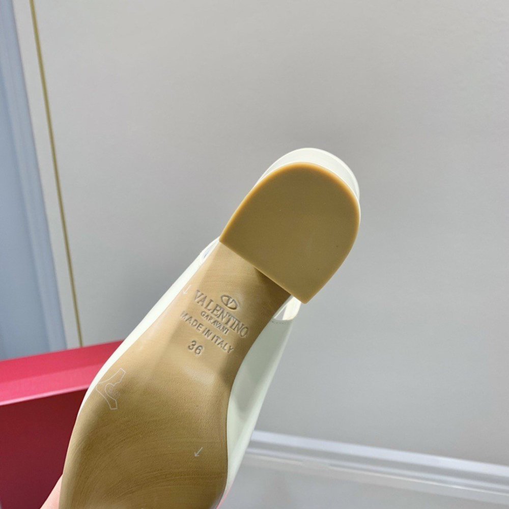 Cheap Reps Valentino One Stud Slingback Pumps 60mm In White Patent Leather