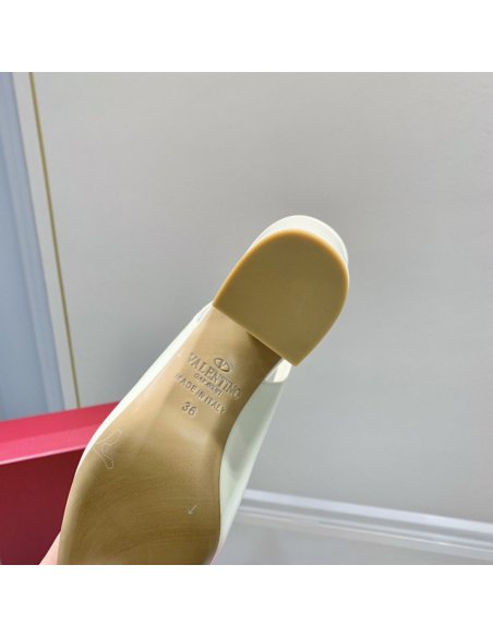 Cheap Reps Valentino One Stud Slingback Pumps 60mm In White Patent Leather