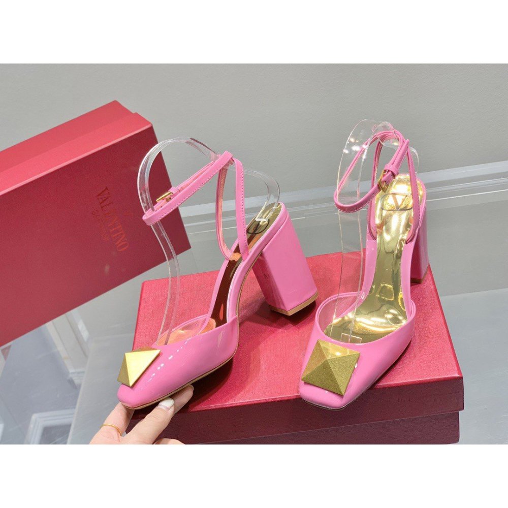 Cheap Reps Valentino One Stud Pumps 90mm In Pink Patent Leather