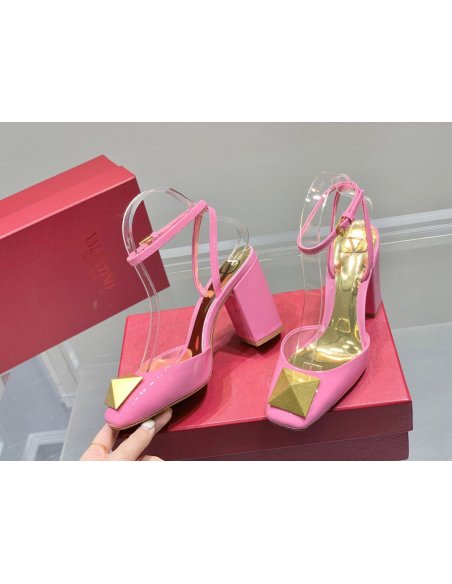 Cheap Reps Valentino One Stud Pumps 90mm In Pink Patent Leather