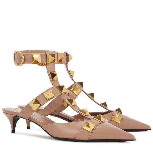 Cheap Reps Valentino Roman Stud Pumps 40mm In Rose Cannelle Calfskin