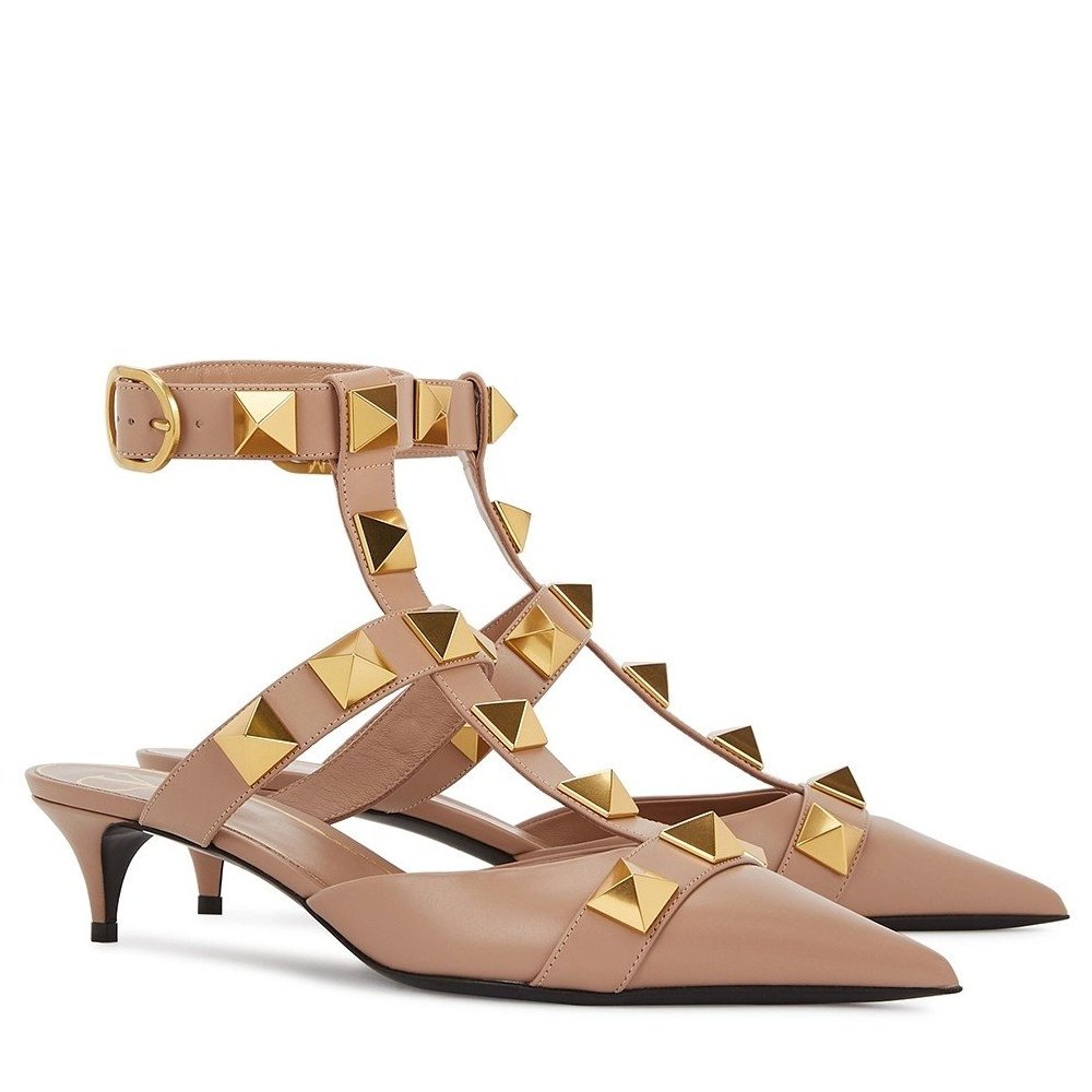 Cheap Reps Valentino Roman Stud Pumps 40mm In Rose Cannelle Calfskin