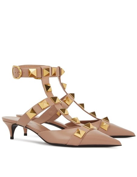 Cheap Reps Valentino Roman Stud Pumps 40mm In Rose Cannelle Calfskin