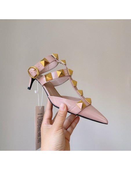 Cheap Reps Valentino Roman Stud Pumps 40mm In Rose Cannelle Calfskin