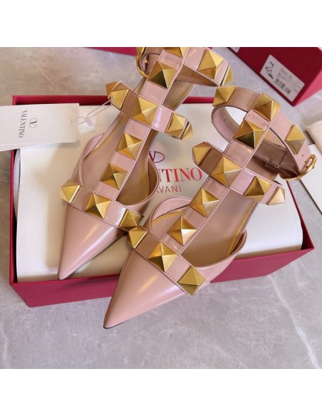 Cheap Reps Valentino Roman Stud Pumps 40mm In Rose Cannelle Calfskin
