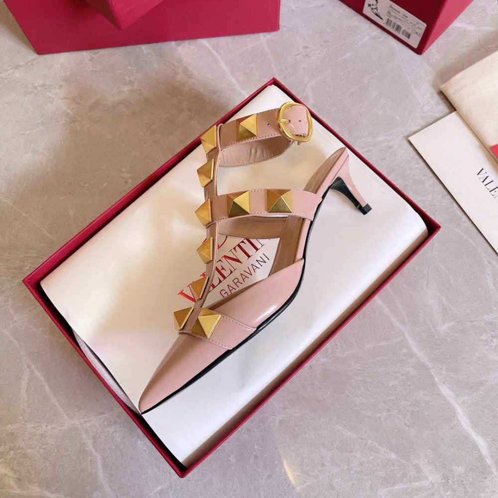 Cheap Reps Valentino Roman Stud Pumps 40mm In Rose Cannelle Calfskin