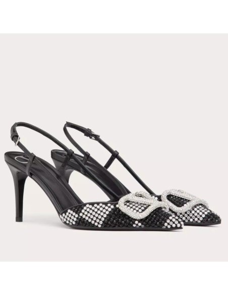 Cheap Reps Valentino VLogo Signature Slingback Pumps 80mm with Crystal Chess