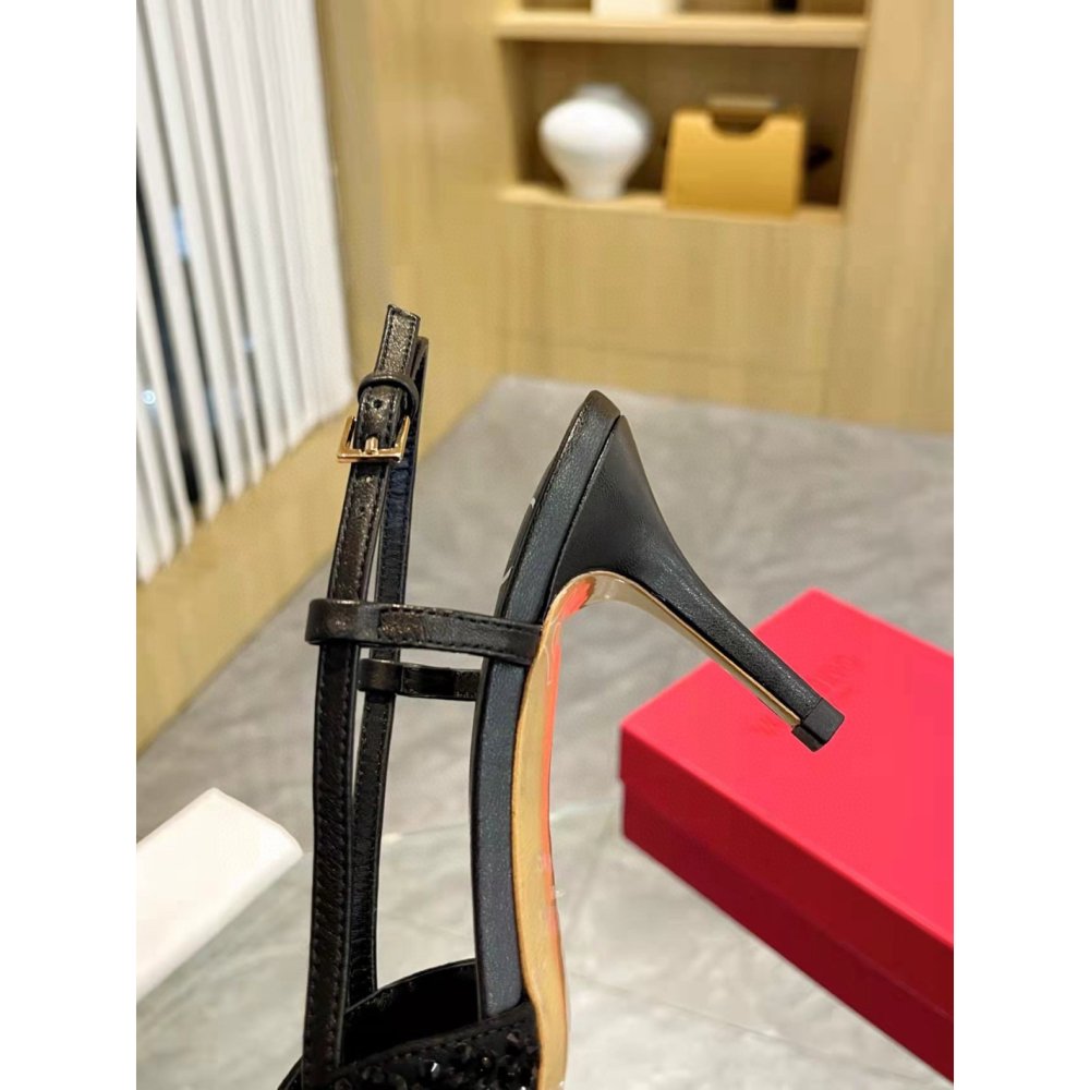 Cheap Reps Valentino VLogo Signature Slingback Pumps 80mm with Crystal Chess