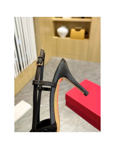 Cheap Reps Valentino VLogo Signature Slingback Pumps 80mm with Crystal Chess