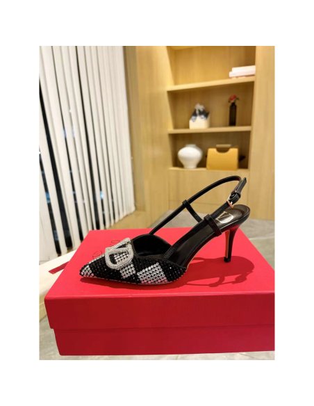 Cheap Reps Valentino VLogo Signature Slingback Pumps 80mm with Crystal Chess