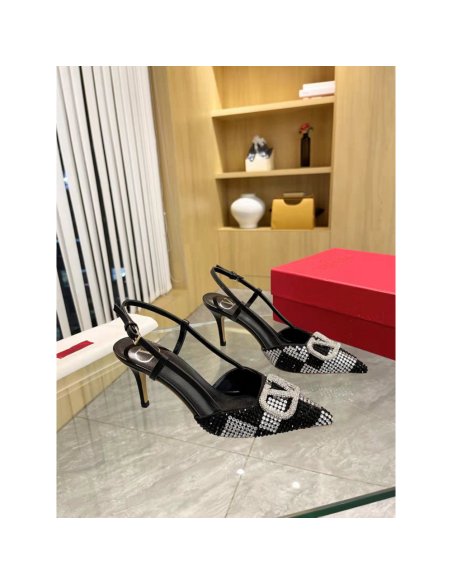 Cheap Reps Valentino VLogo Signature Slingback Pumps 80mm with Crystal Chess