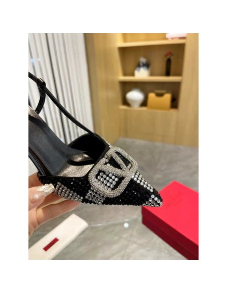 Cheap Reps Valentino VLogo Signature Slingback Pumps 80mm with Crystal Chess