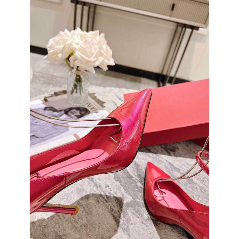 Cheap Reps Valentino Tan-Go Pumps 100mm In Rose Red Patent Leather