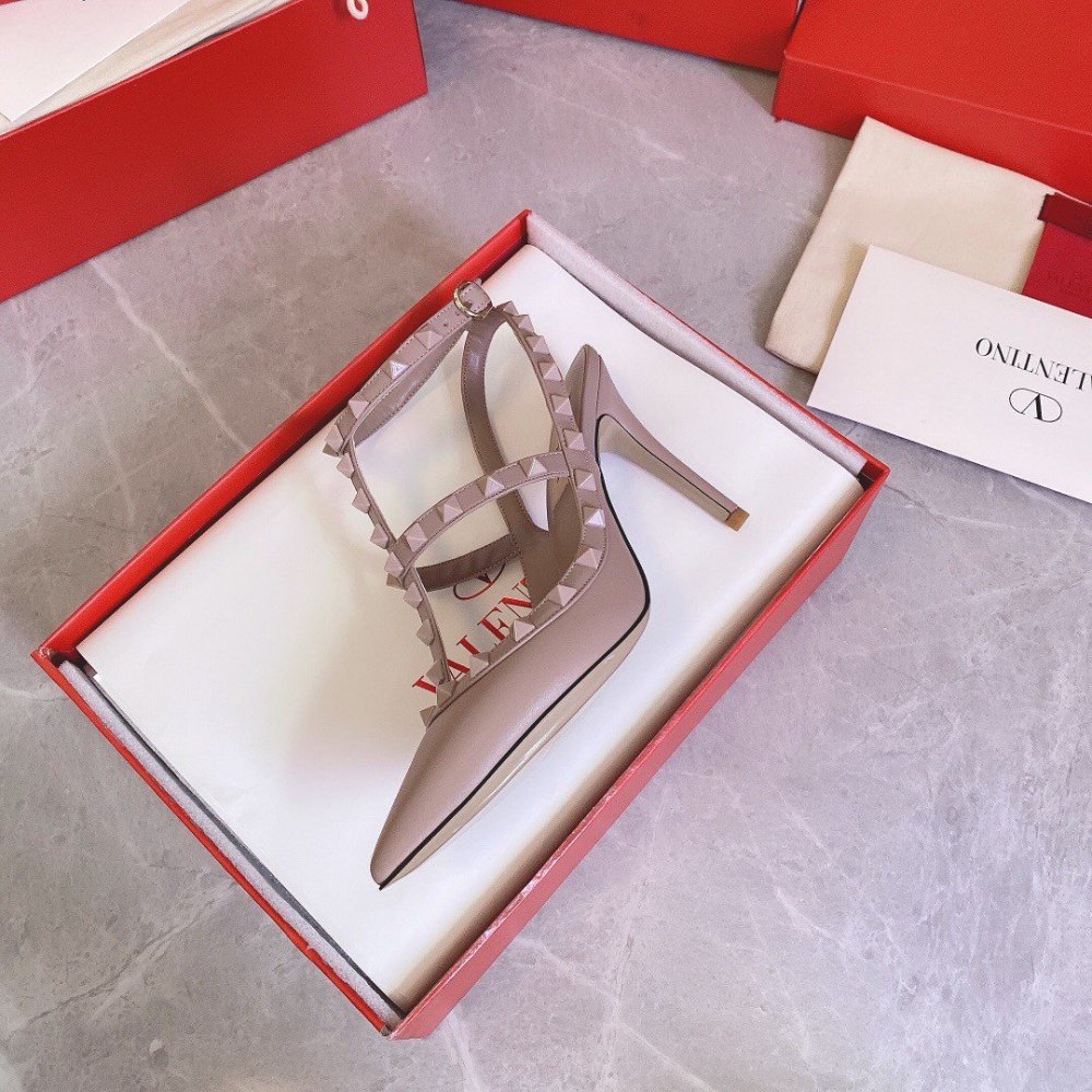 Cheap Reps Valentino Rockstud Ankle Strap Black Pumps 100mm with Poudre Studs