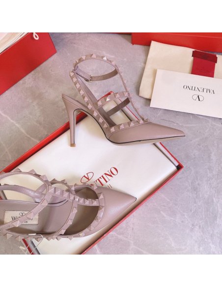 Cheap Reps Valentino Rockstud Ankle Strap Black Pumps 100mm with Poudre Studs