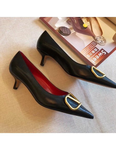 Cheap Reps Valentino Garavani Vlogo Pumps 45mm In Black Lambskin