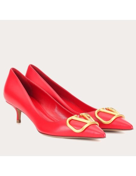 Cheap Reps Valentino Garavani Vlogo Pumps 45mm In Red Lambskin