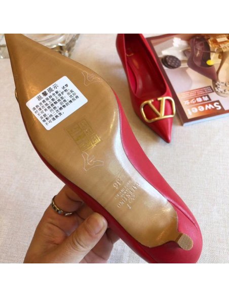 Cheap Reps Valentino Garavani Vlogo Pumps 45mm In Red Lambskin