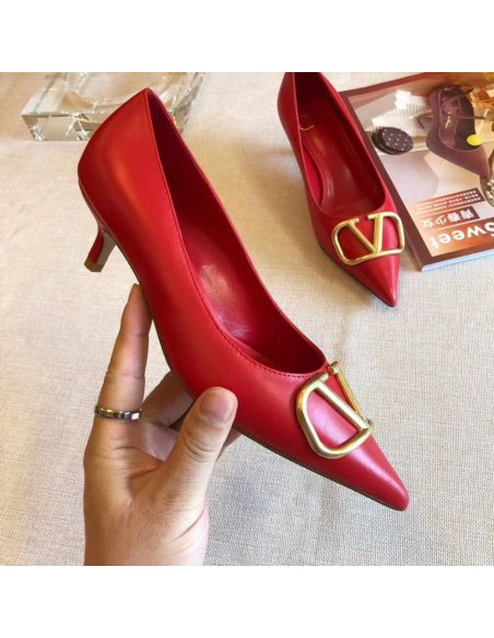 Cheap Reps Valentino Garavani Vlogo Pumps 45mm In Red Lambskin