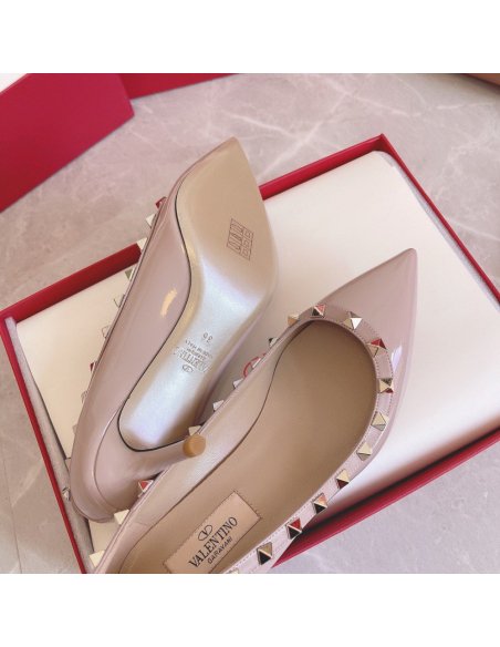 Cheap Reps Valentino Rockstud Pumps 100mm In Poudre Patent Leather