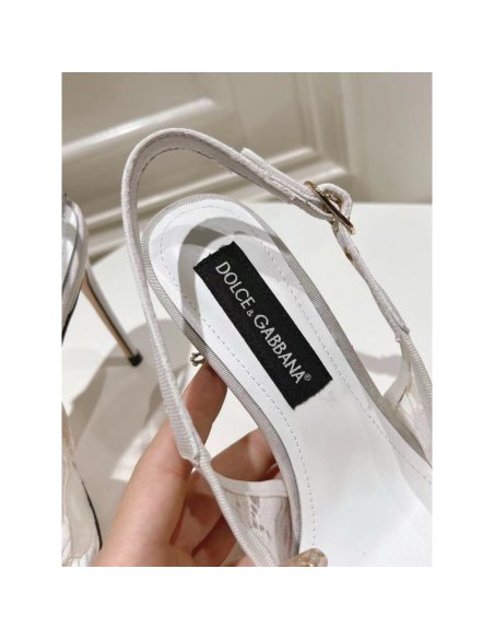 Cheap Reps Dolce Gabbana Rainbow Slingbacks Pumps 90mm in White Lace