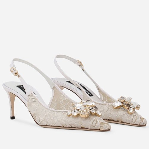 Cheap Reps Dolce Gabbana Rainbow Slingbacks Pumps 60mm in White Lace