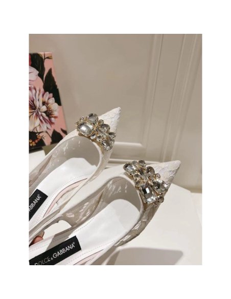 Cheap Reps Dolce Gabbana Rainbow Slingbacks Pumps 60mm in White Lace