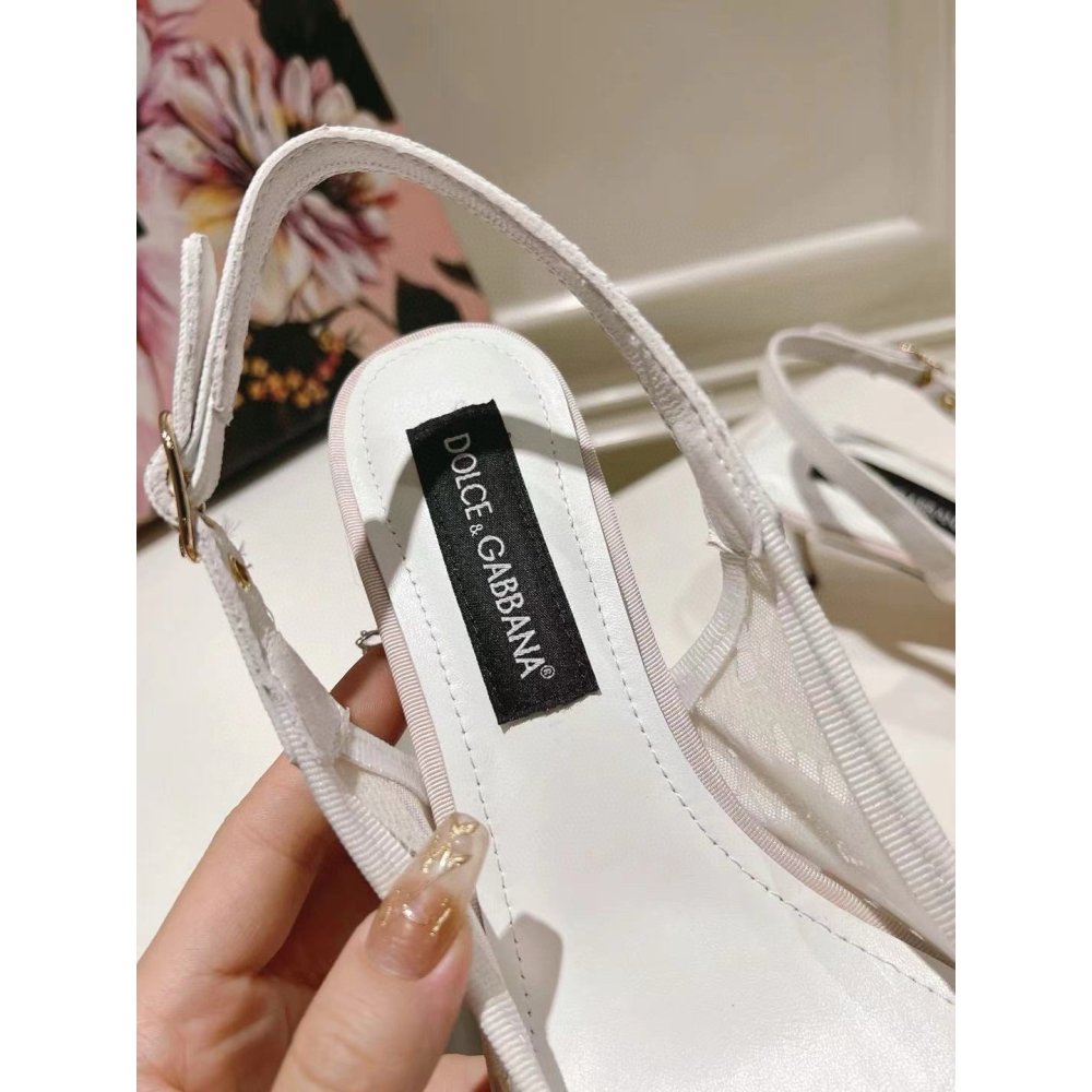 Cheap Reps Dolce Gabbana Rainbow Slingbacks Pumps 60mm in White Lace