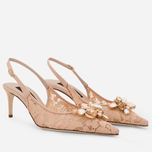 Cheap Reps Dolce Gabbana Rainbow Slingbacks Pumps 60mm in Nude Lace