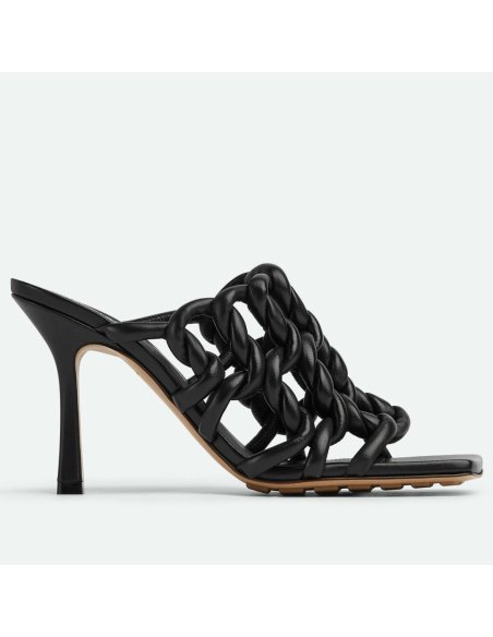 Cheap Reps Bottega Veneta Stretch Twist Sandals In Black Lambskin