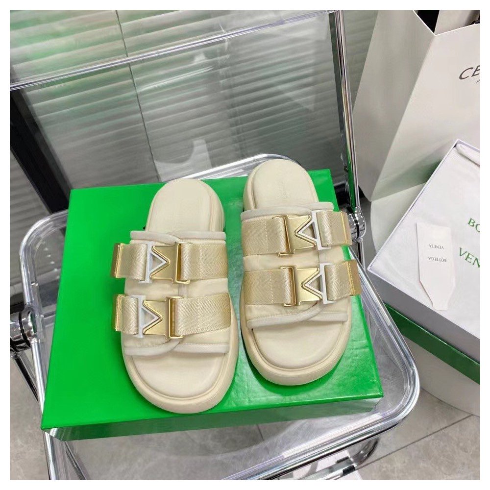 Cheap Reps Bottega Veneta Flash Flat Sandals In White Technical Fabric