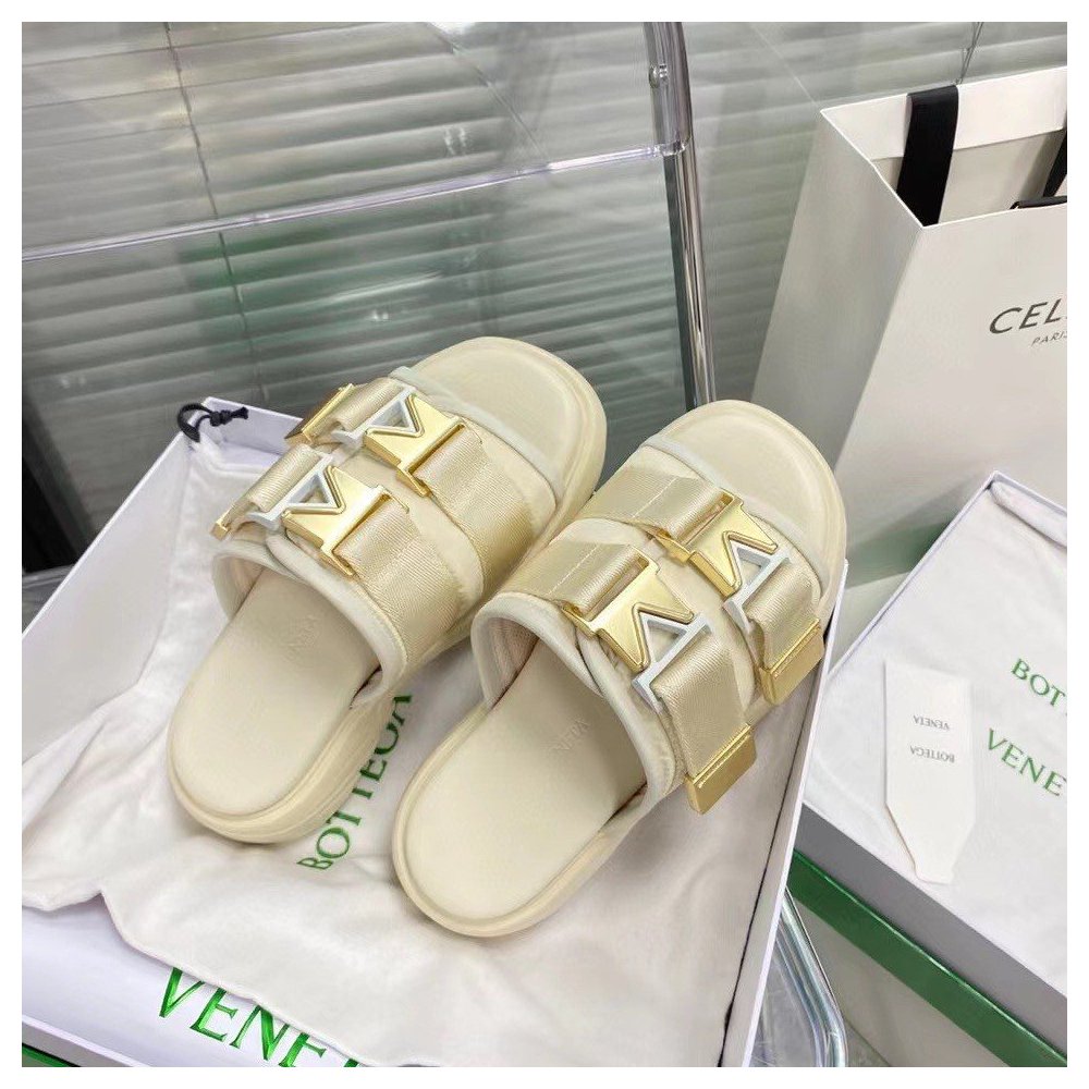 Cheap Reps Bottega Veneta Flash Flat Sandals In White Technical Fabric