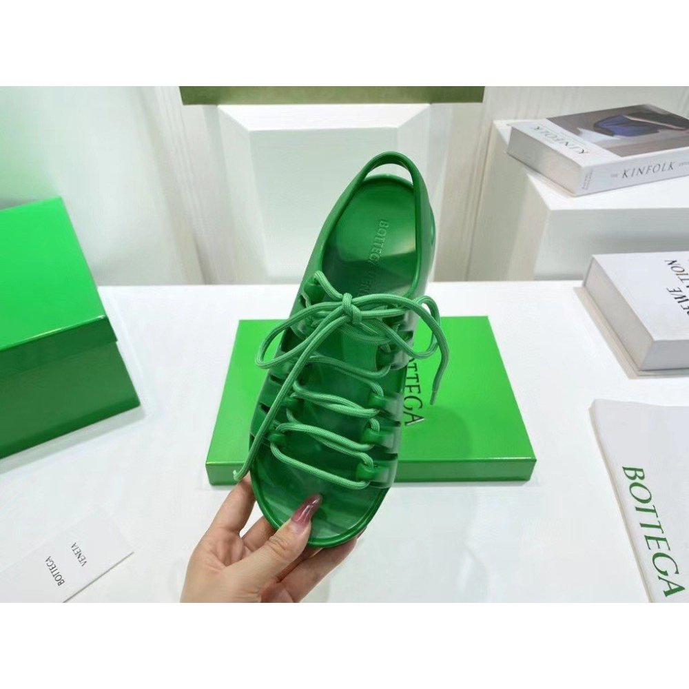 Cheap Reps Bottega Veneta Jelly Sandals In Green Rubber