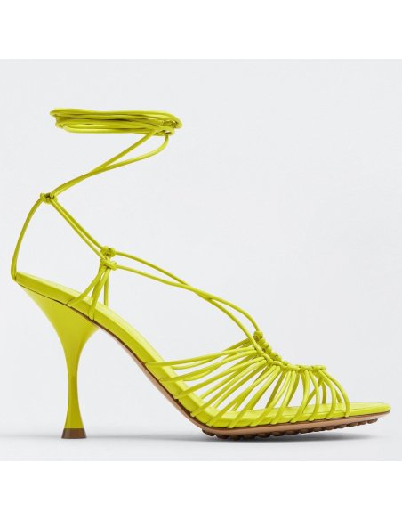 Cheap Reps Bottega Veneta Dot Sandals 100mm In Kiwi Lambskin