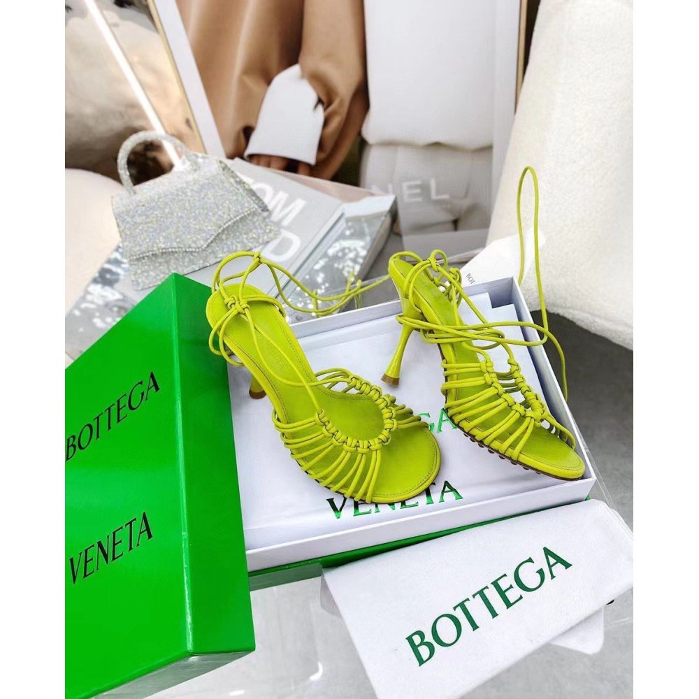 Cheap Reps Bottega Veneta Dot Sandals 100mm In Kiwi Lambskin