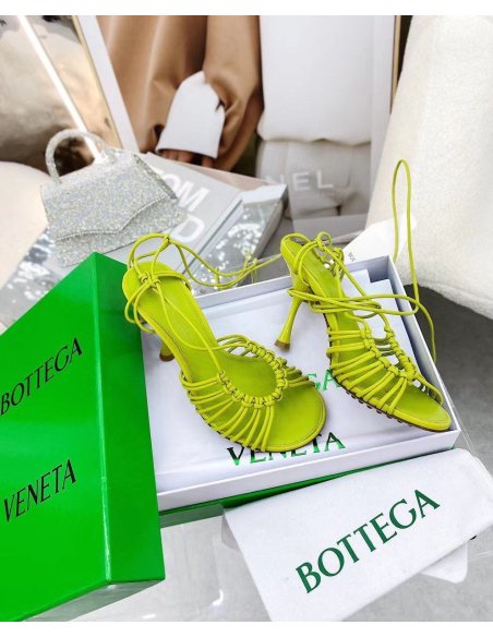 Cheap Reps Bottega Veneta Dot Sandals 100mm In Kiwi Lambskin