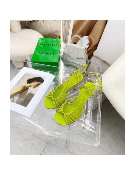 Cheap Reps Bottega Veneta Dot Sandals 100mm In Kiwi Lambskin