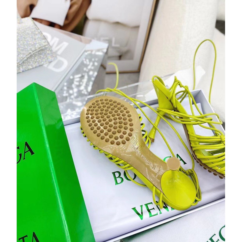 Cheap Reps Bottega Veneta Dot Sandals 100mm In Kiwi Lambskin