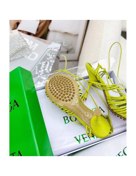 Cheap Reps Bottega Veneta Dot Sandals 100mm In Kiwi Lambskin