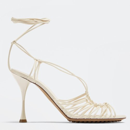 Cheap Reps Bottega Veneta Dot Sandals 100mm In White Lambskin