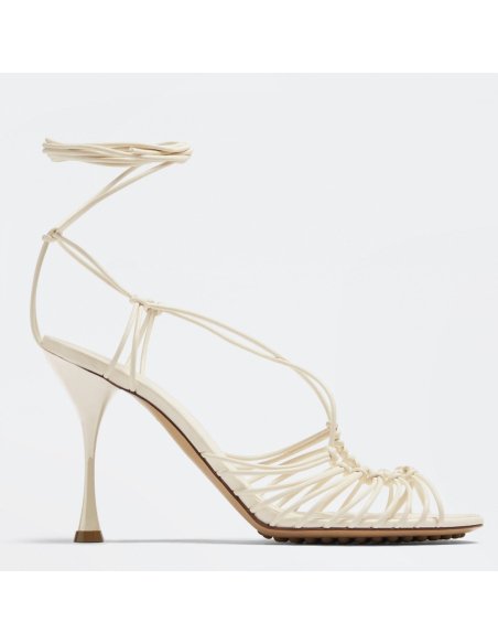 Cheap Reps Bottega Veneta Dot Sandals 100mm In White Lambskin