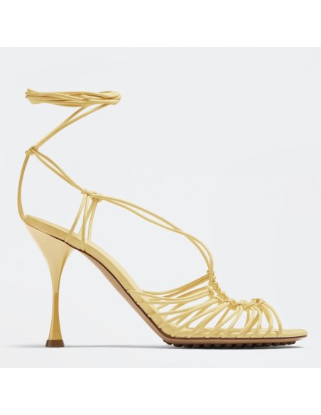 Cheap Reps Bottega Veneta Dot Sandals 100mm In Beige Lambskin