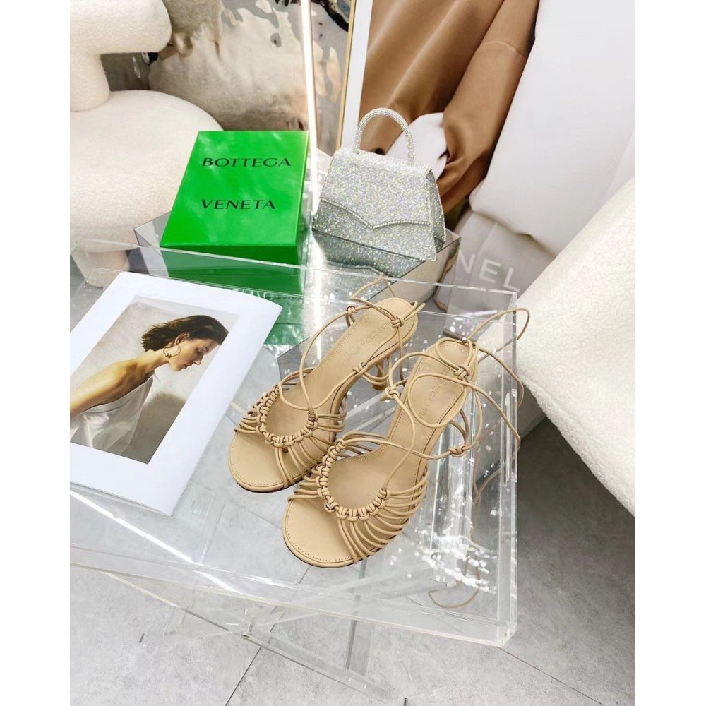 Cheap Reps Bottega Veneta Dot Sandals 100mm In Beige Lambskin