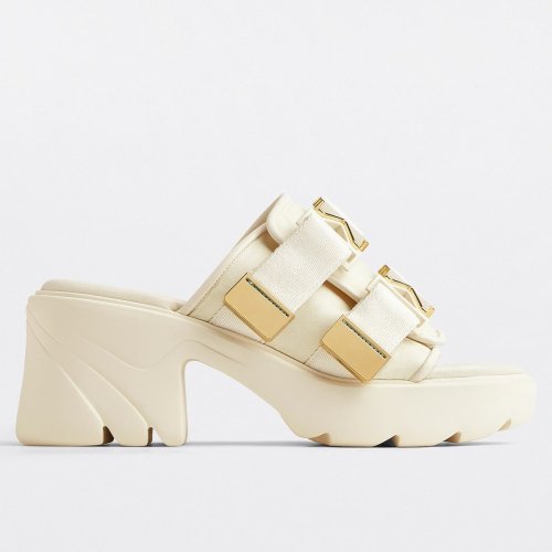 Cheap Reps Bottega Veneta Flash Sandals In White Technical Fabric