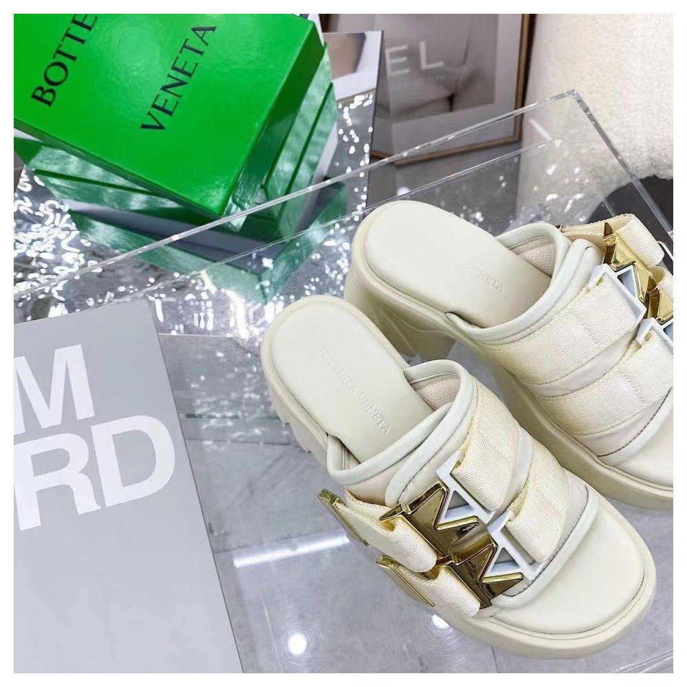 Cheap Reps Bottega Veneta Flash Sandals In White Technical Fabric