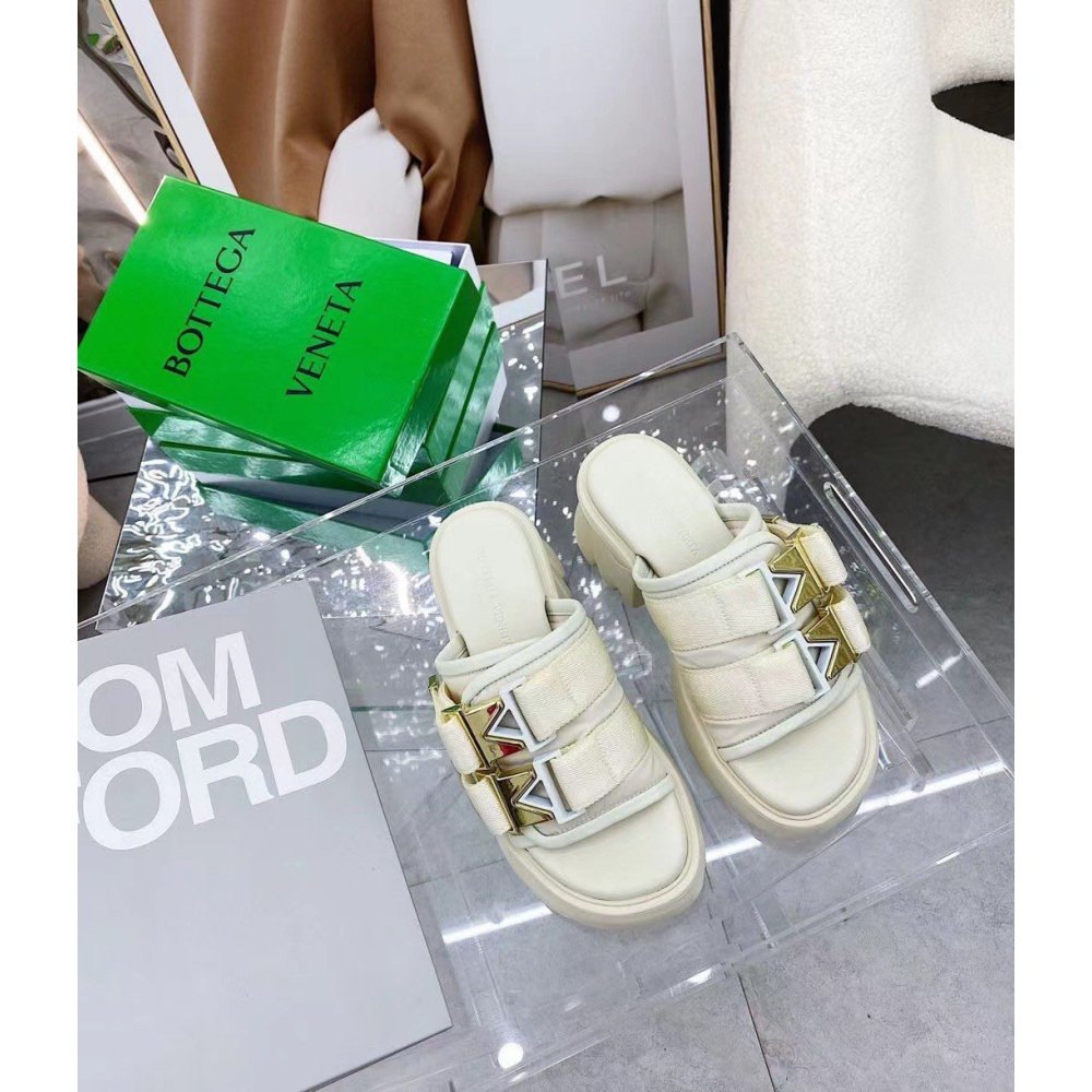 Cheap Reps Bottega Veneta Flash Sandals In White Technical Fabric