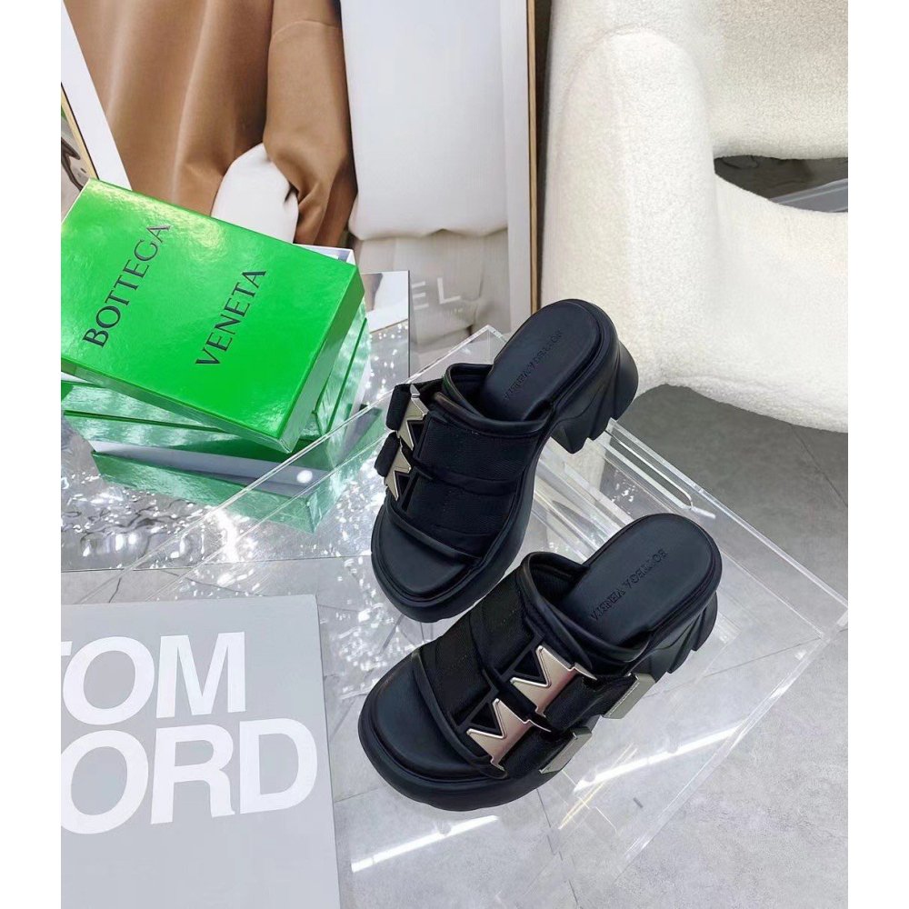 Cheap Reps Bottega Veneta Flash Sandals In Black Technical Fabric