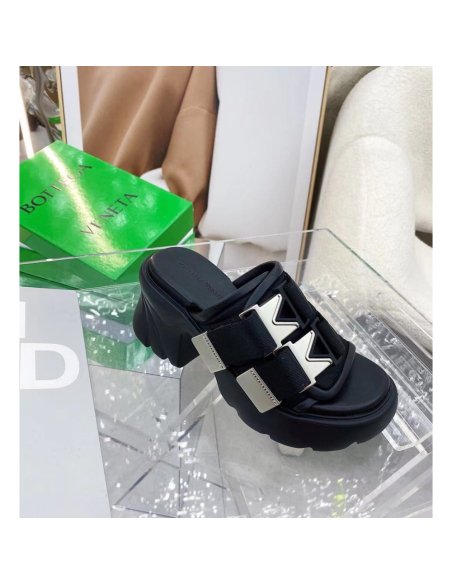 Cheap Reps Bottega Veneta Flash Sandals In Black Technical Fabric